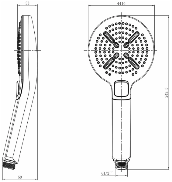 Лейка душевая Lemark (LM8114C), 3-функциональная
